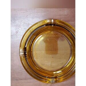 Vintage MCM Amber Large 8" Cigar Ashtray